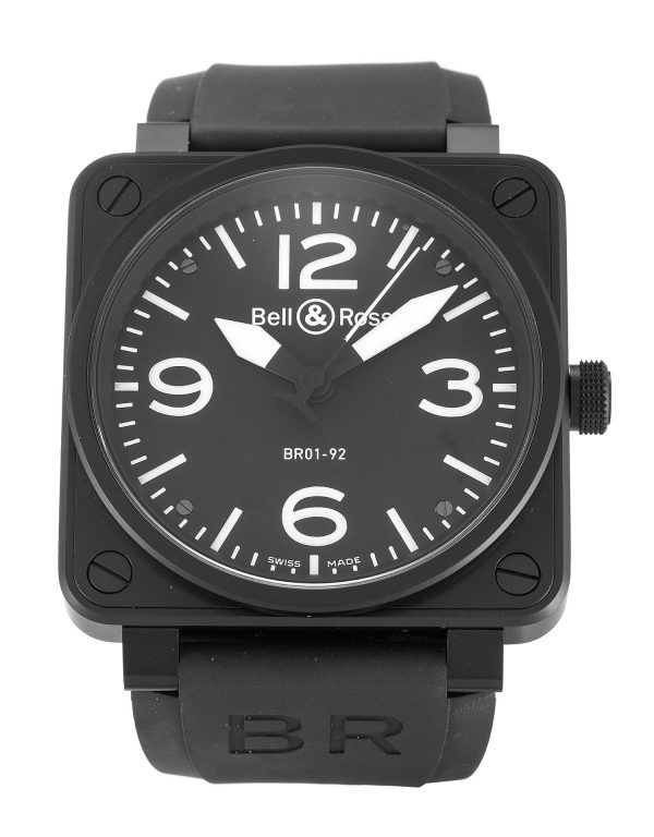 fake black white square bell and ross watch