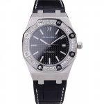 black dial diamond audemars piguet watch