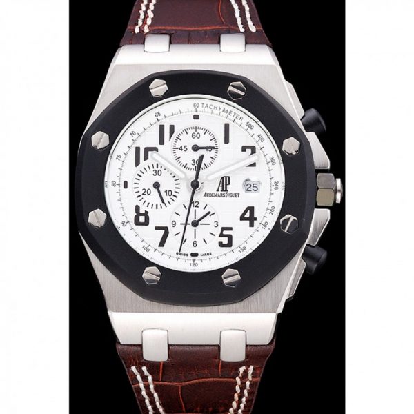 white dial black case ap watch