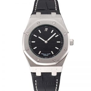 black dial silver ap watch