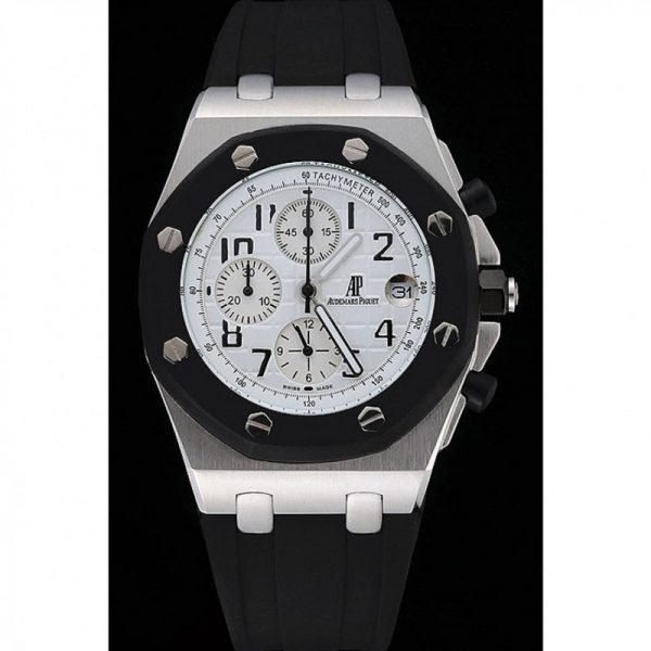 white dial black rubber strap ap watch