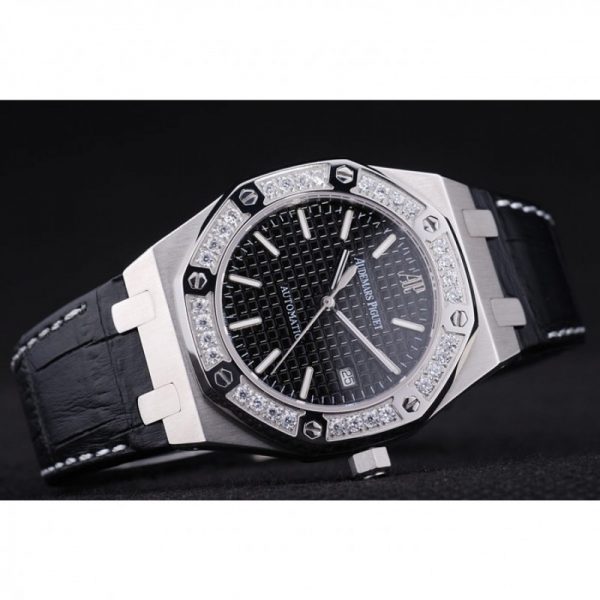 black dial and diamond ap watch replica