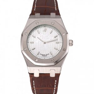 white dial brown leather band ap watch