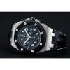 black dial black leather strap ap watch