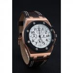 brown leather band white dial fake ap watch
