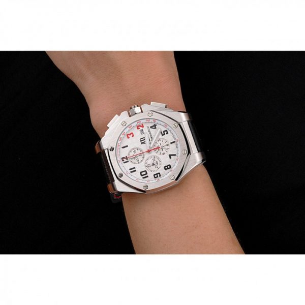 red and white ap watch on wrist
